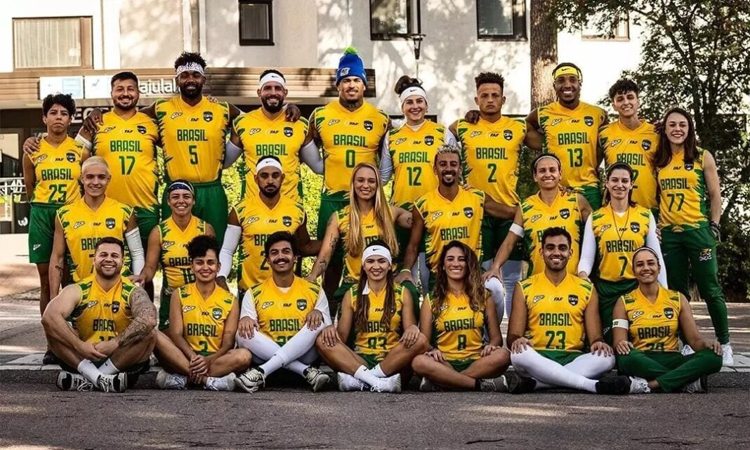 Seleção Brasileira de Flag Football. Foto: Grasiela Gonzaga (Divulgação: Confederação Brasileira de FA)