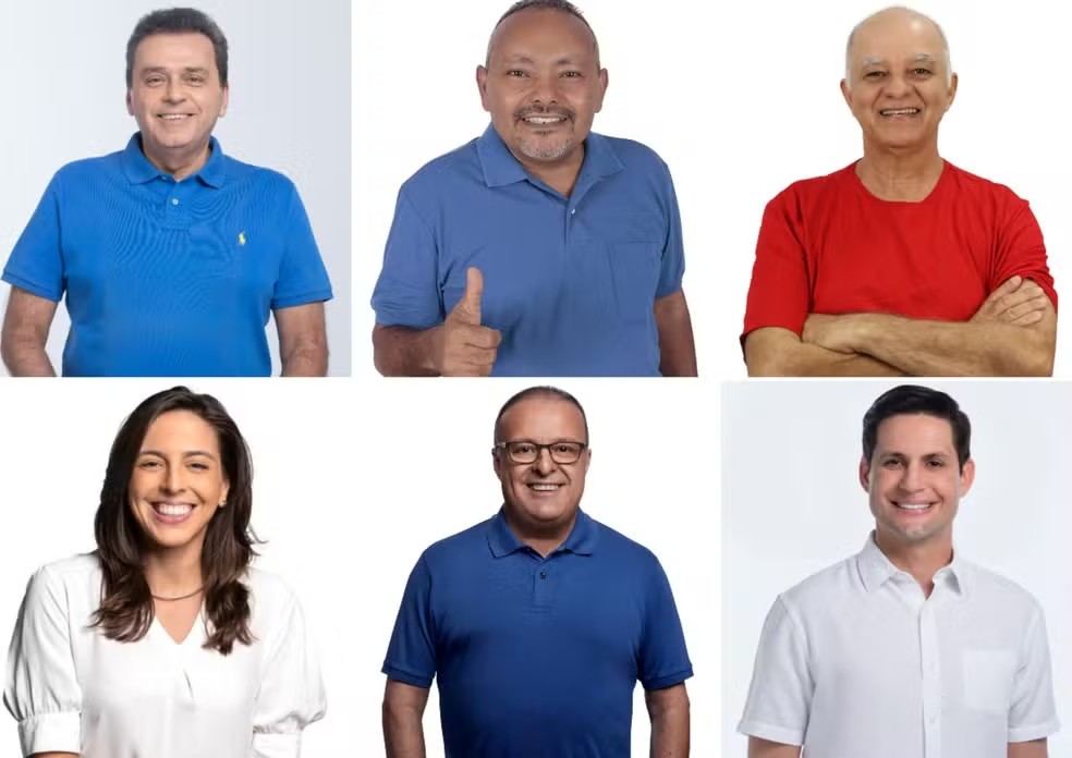 Carlos Eduardo, Hero, Nando Poeta, Natália Bonavides, Paulinho Freire e Rafael Motta são candidatos à prefeitura de Natal em 2024 — Foto: Cedidas
