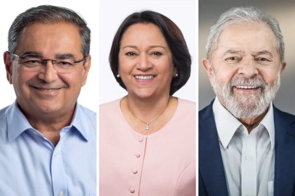Álvaro Dias (Republicanos), Fátima Bezerra (PT) e Lula (PT) — Foto: Arte