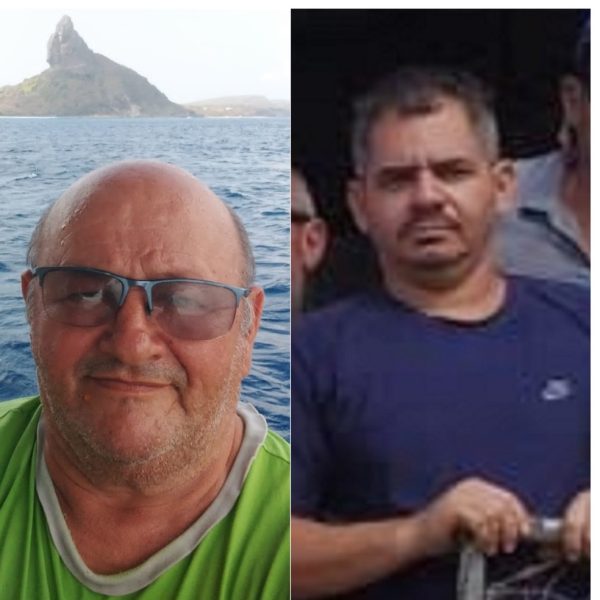 Antônio Rafael Bezerra (camisa verde) é uma das vítimas do naufrágio; Edriano Gomes de Miranda (camisa azul) permanecia desaparecido — Foto: Cedida