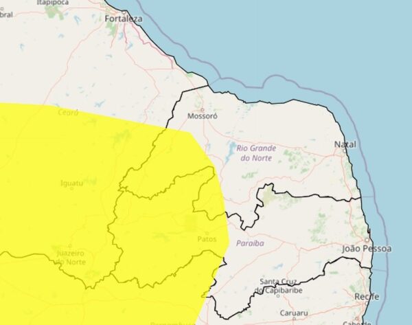 Inmet alerta para baixa umidade em 54 municípios do RN — Foto: Reprodução/Inmet
