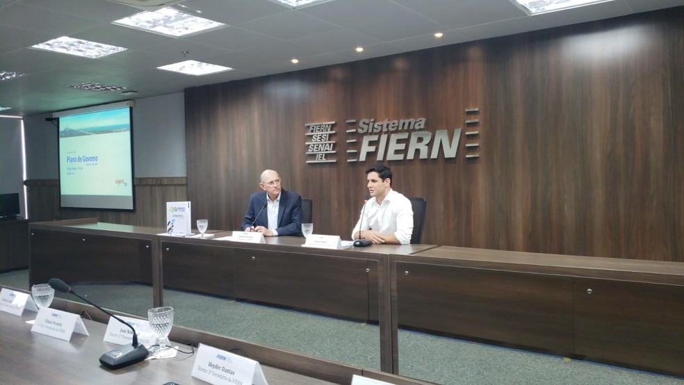 Rafael Motta (Avante) participa de evento na Fiern — Foto: Inter TV Cabugi