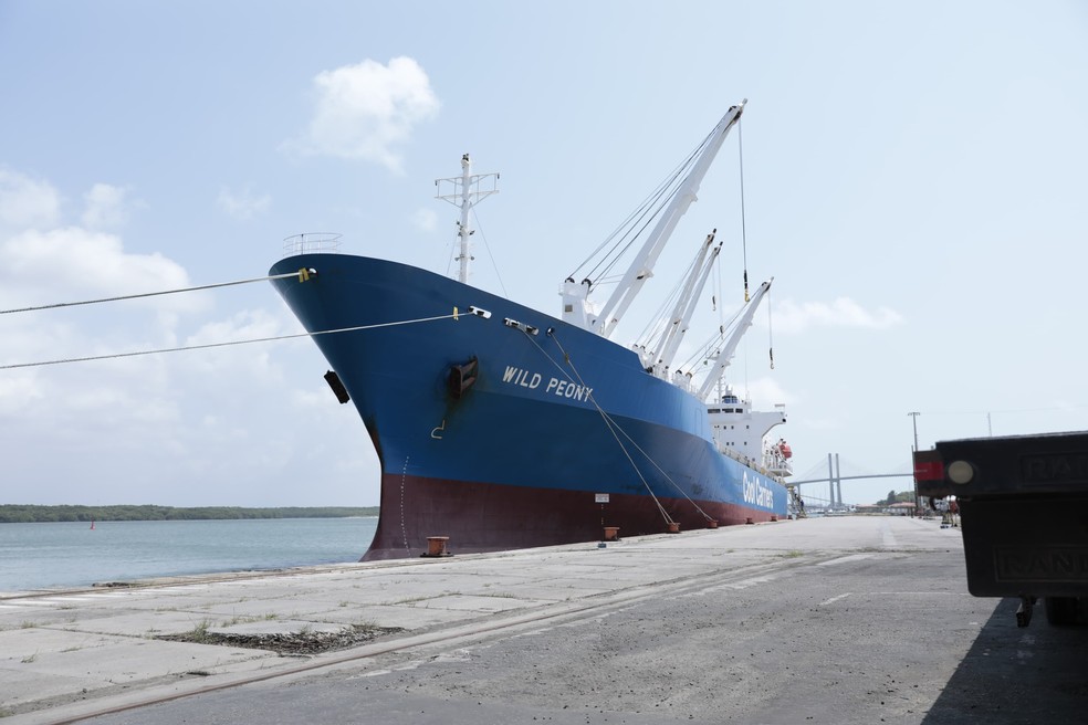 Navio no porto de Natal — Foto: Carmem Félix/governo do RN