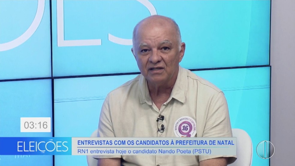 Nando Poeta concede entrevista ao RN1 — Foto: Reprodução/Inter TV Cabugi