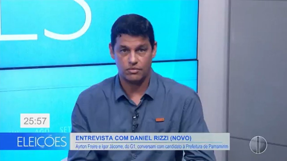 Candidato Daniel Rizzi (Novo) concede entrevista ao Bom Dia RN — Foto: Inter TV Cabugi