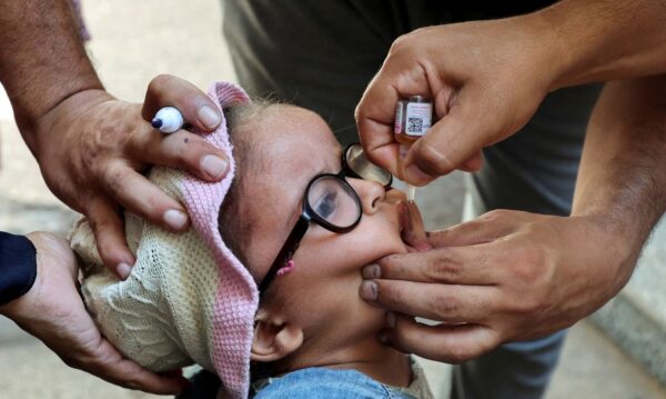 Criança palestina é vacinada contra pólio em Deir Al-Balah, centro de Gaza
4/9/2024 Reuters/Ramadan Abed/Proibida reprodução