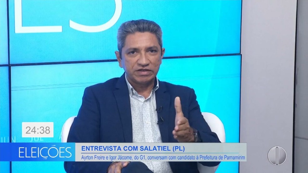Candidato Salatiel (PL) concede entrevista ao Bom Dia RN — Foto: Inter TV Cabugi