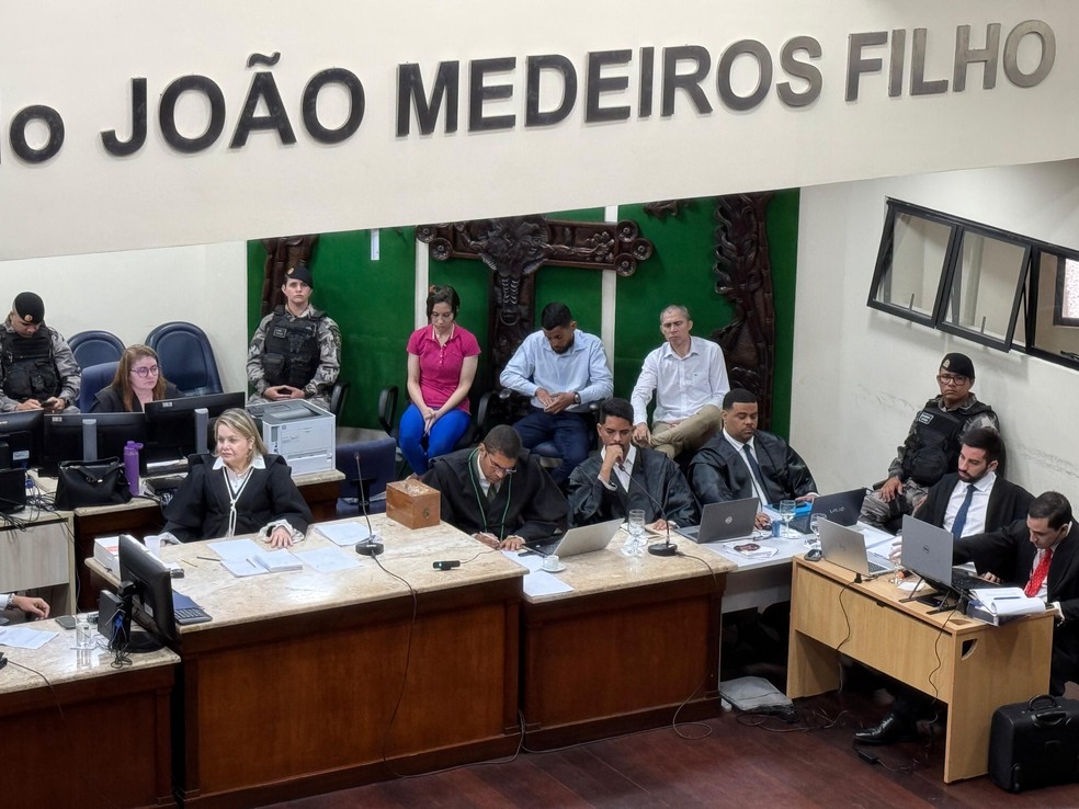 Juri de réus acusados de assassinato de coronel aposentado da FAB começou nesta quarta-feira (9) em Natal — Foto: Sérgio Henrique Santos/Inter TV Cabugi