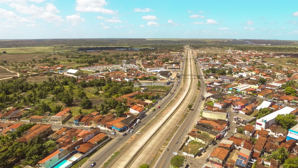 Cidade de Goianinha, às margens da BR-101, na região metropolitana de Natal — Foto: Prefeitura/Divulgação