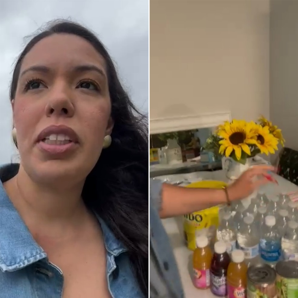 Potiguar Elaine fez reserva de comida e bebida para enfrentar o furacão — Foto: Reprodução